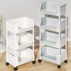 Compact Multi-Layer Trolley Rack: Floor-Standing Living Room Bookshelf, Kitchen Snack & Fruit Storage, Display & Organizer Shelf.