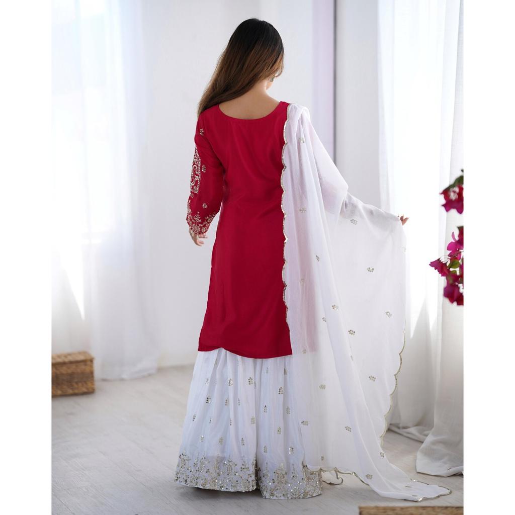 Women Bollywood Ready To Wear Party Wear Sharara Suit Salwar Kameez Set Dress SC-2204