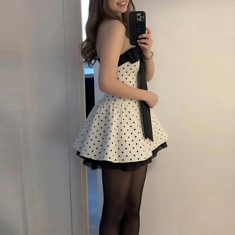 2026 spring new women's clothing, cross-border foreign trade in Europe and the United States, fashionable and elegant polka dot printing waist puffy 