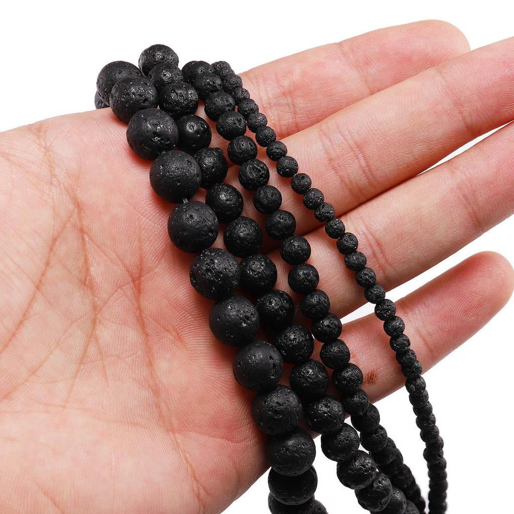 Natural Volcanic Rock Semi-Finished Round Beads for DIY Jewelry