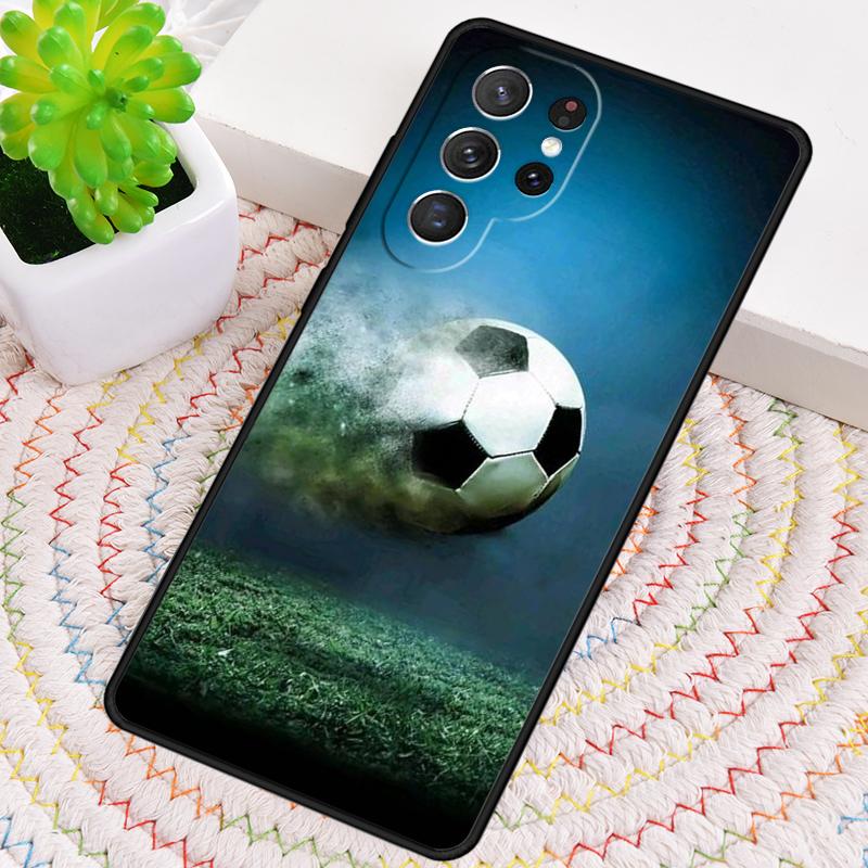 Fire Football Soccer Ball Soft Phone Case for Samsung Galaxy Note 10 Pro S26 Ultra S23 S24 FE S25 S21 S22 PLUS Shockproof Cove