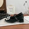 Grape Mother Spring New Mary Jane Shoes Women's Rhinestone Square Buckle Shallow Mouth Single Shoes Women's 2025 Light Luxury High Heels Women