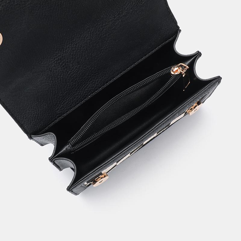 Retro Checkerboard Diagonal Span Bag Women'S Classic Multi-Functional Small Bag Pu Leather Shoulder Bag Women