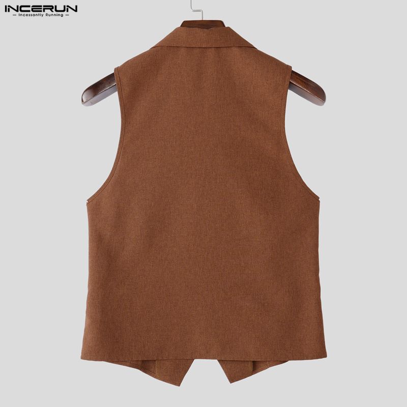 INCERUN Two-piece Suits Men Sleeveless Thin Waistcoat and Cropped Pants Sets