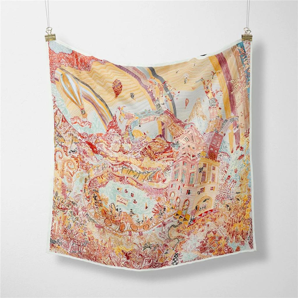 Printed Headband Scarf Women 53CM Twill Silk Decorative Handkerchief Collar Scarf