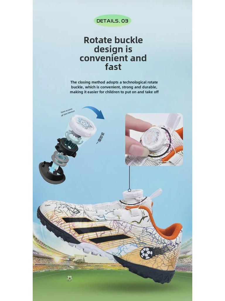 Kids' Low-Top Rotating Buckle Football Shoes for Boys and Girls