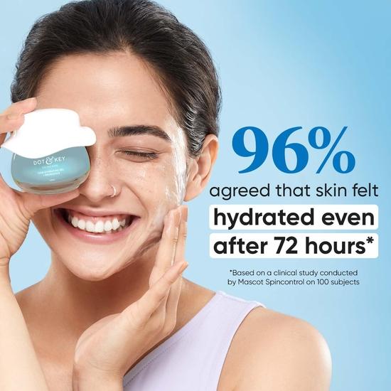 DOT & KEY 72-Stunden-Feuchtigkeitsgel + Probiotika-Feuchtigkeitscreme für das Gesicht mit Hyaluronsäure, Kombucha und Reiswasser. Leichtes Gel, ölfreie Feuchtigkeitscreme | 60 ml