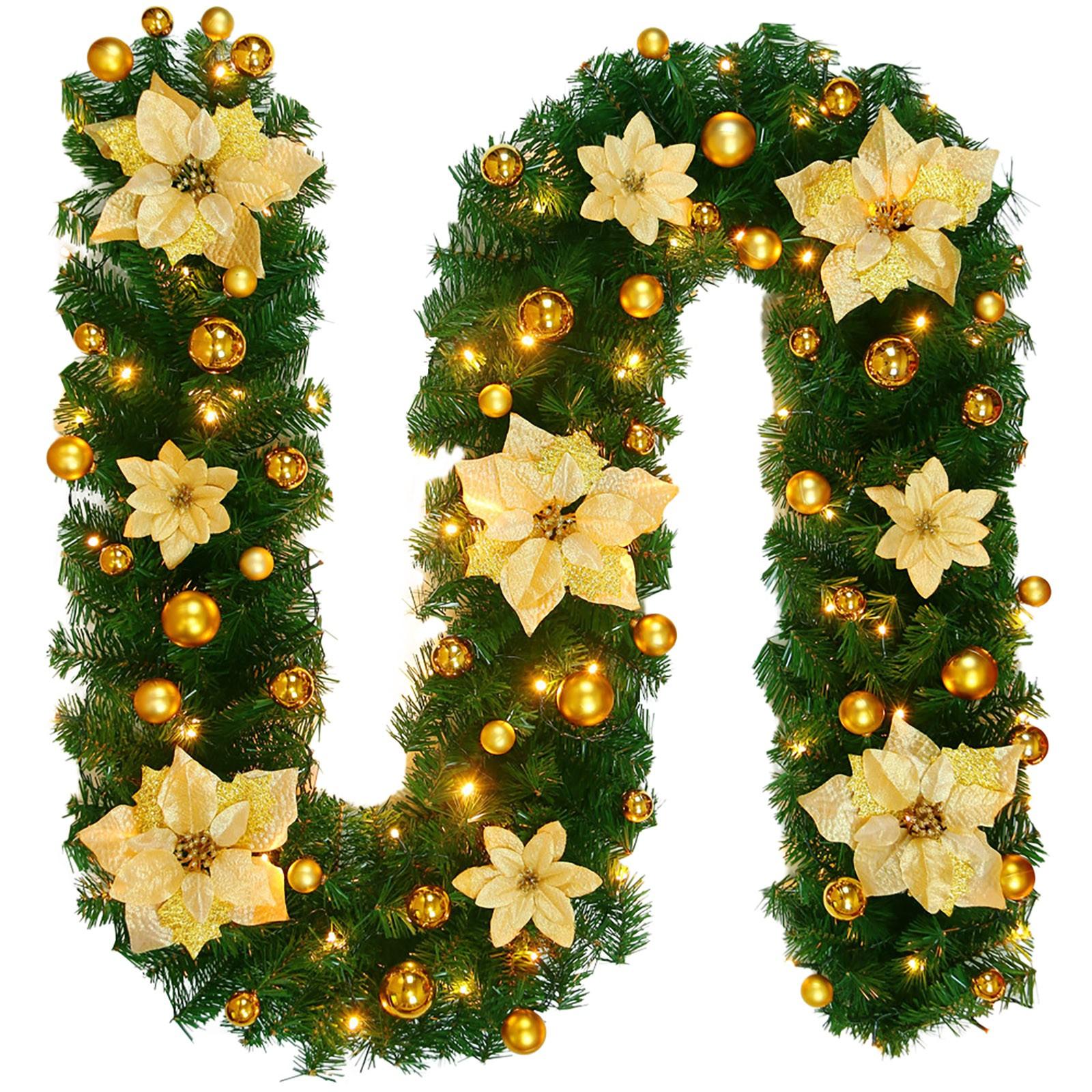 

Рождественский светодиодный светильник для елки, подвесной орнамент из ротанга, красочное украшение для рождественской вечеринки, украшение для дома золотой