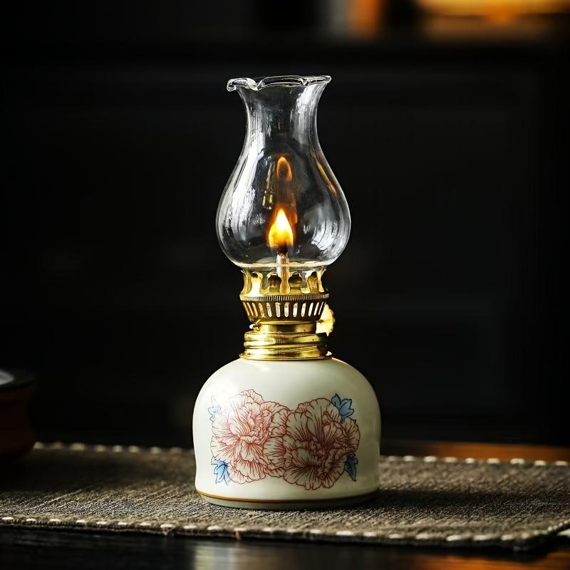 Vintage Blue and White Ceramic Lamp Suitable for Home Desktop Decorative Lighting Altar Ceramic Lamp Stand Candle Holder