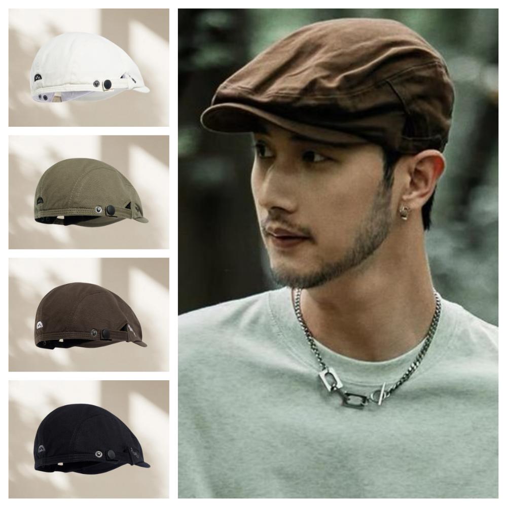 Pure Color Newsboy Flat Cap British Style Retro Painter Hat Embroider Letter Hat Streetwear