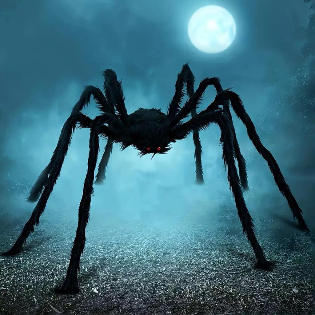 Halloween Große Schwarze Spinne, Gefälschte Riesige Schwarze Plüschspinne, Outdoor Spinnen Requisiten, Spukhaus Garten Hof Gruselige Dekorationen