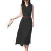 Solid Color Sleeveless Chiffon Dress with Shirt Collar - Slimming and Stylish Fairy Design for the Holidays