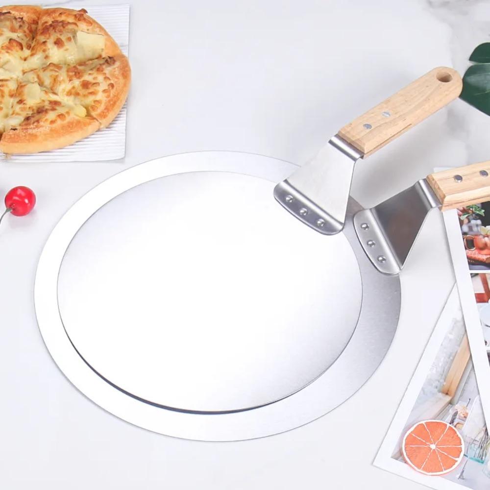 10/12inch Pizza Shovel Pastry Tools Stainless Steel Wooden Handle Peel Round Anti-scalding Pan Bakeware Maker With Clip