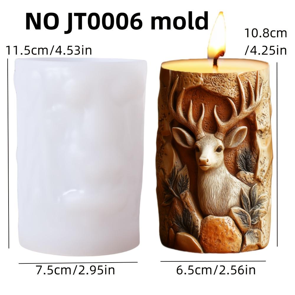 Diy Sika deer flower relief cylindrical candle silicone mold  spring and summer Sika deer stone relief cylindrical resin mold