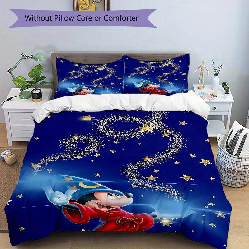 3pcs Mickey Mouse Printed Bedding Set, Breathable And Soft, Machine Washable, Christmas Gift Birthday Gift, Bedroom Decoration