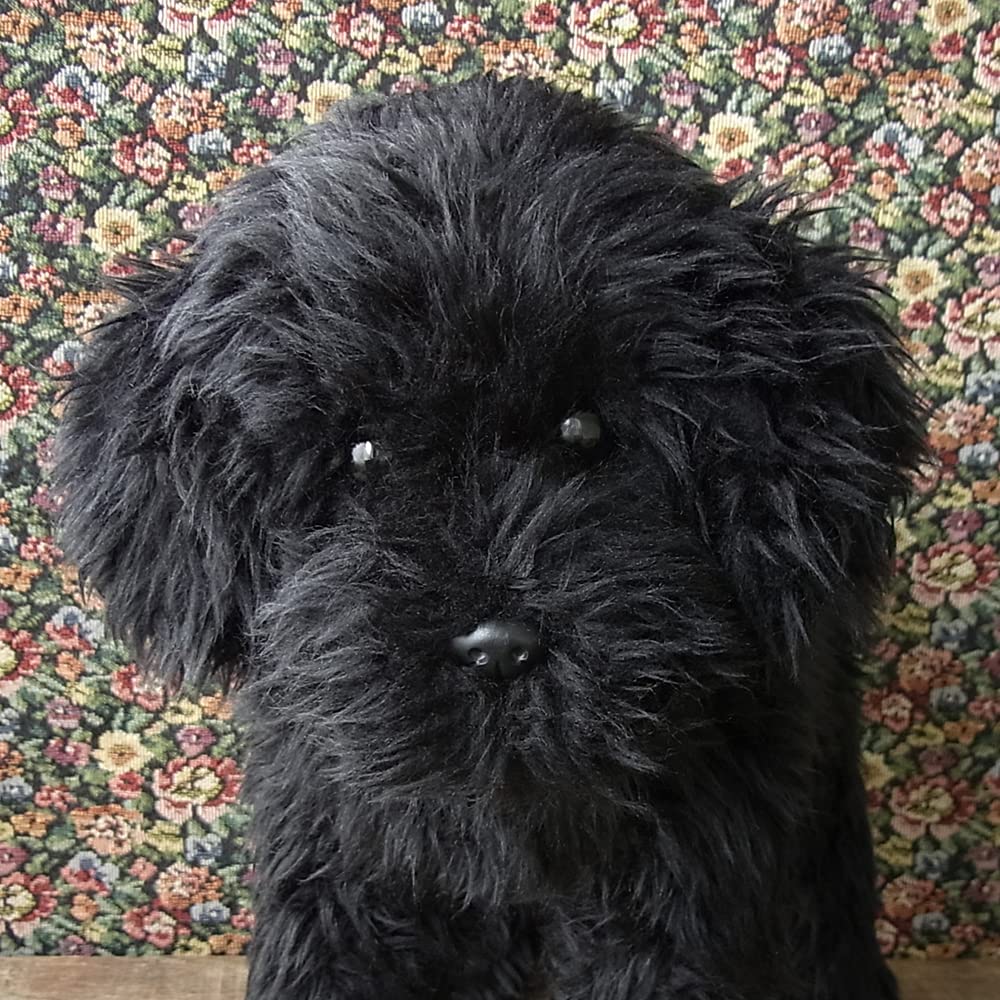 Ninian Kino Plush Toy Realistic Toy Poodle Freely 33cm in Lifelike Pet & Dog, (Black), Poseable, Approx. Length,