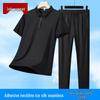 Men's Ice Silk Business Casual Polo & Straight Pants Set