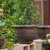 Weather Resistant Garden Pots Resin Flower Planters, Vintage Plant Pot with Drainage Hole & Saucer, Lightweight Classical Patterned Planters