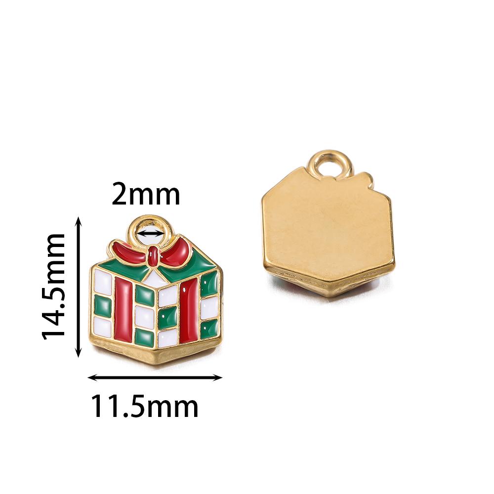 1pcs Stainless Steel Christmas Charms Gold Color Santa Claus Christmas Tree Enamel Pendants For DIY Earrings Necklaces Making