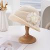 Elegant French Lace Flower Straw Hat Breathable Knitted Sun Hat With Fresh Rolled Edge Bud Top Hat For Women