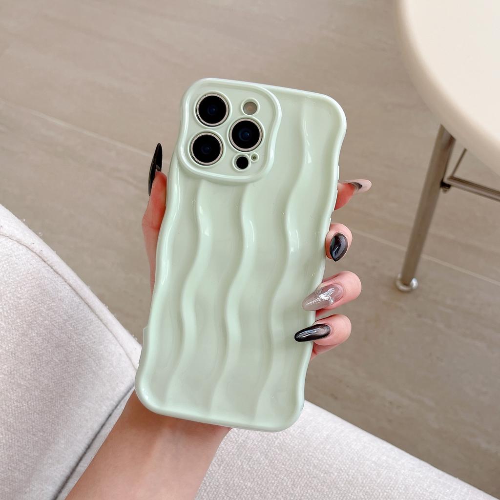 INS High-End Wave Stripe Case for iPhone 17 Pro Max, Apple 16 Solid Color Simple 15/14