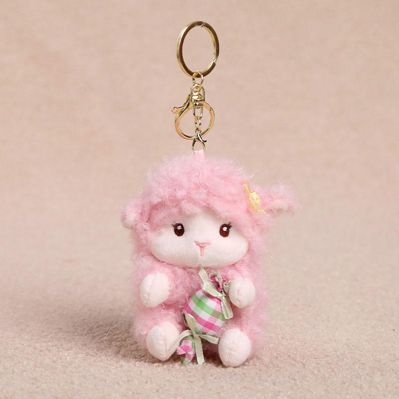 Candy Holder Pendant Plush Seated Sheep Keychain Pendant With Metal Ring Soft Cute Lamb Bag Charm Stuffed Accessory For Backpack