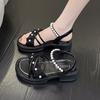 Platform sandals women's summer wear 2025 new fashion beach shoes women's French with skirt Roman shoes