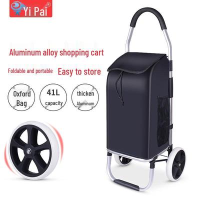 Aluminum Folding Handcart with Quiet Large Wheels and Bag for Seniors' Shopping