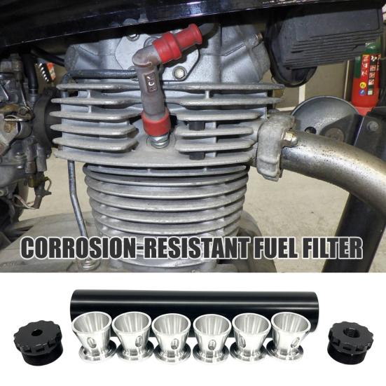 Brandstoffilter 1/2x28 Aluminium Brandstoffilter Kit Compleet Veelzijdig Oplosmiddelfilter Val met Meerdere Eindkappen Zwart Industriële Kwaliteit Corrosiebestendig