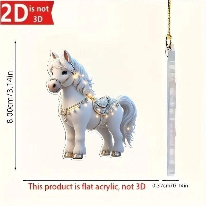Christmas 2D Acrylic Horse Pendants Xmas Tree Hanging Ornaments Decoration Car Rearview Mirror Pendant Charm New Year Party Gift