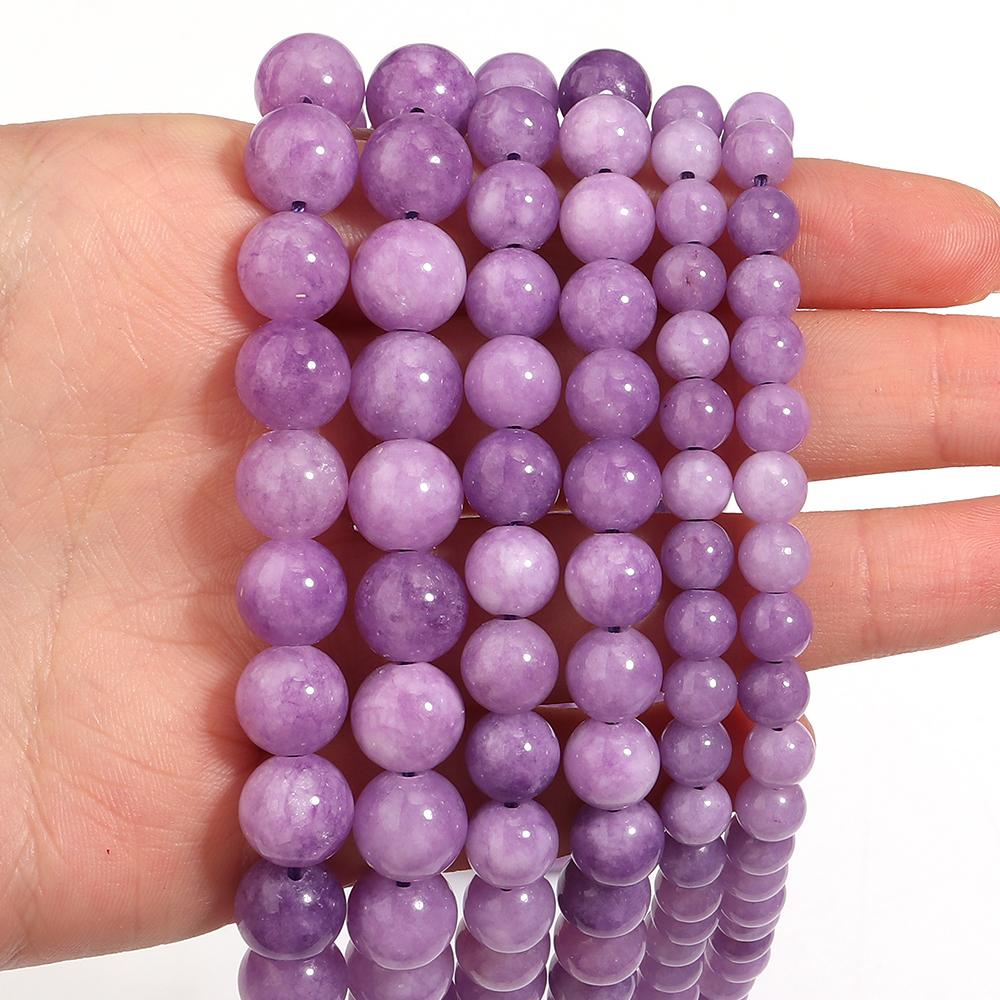 6 8 10mm Natural Stone Chalcedony Beads Light Purple Round Loose Spacer Beads For Jewelry Making DIY Necklace Bracelets Findings