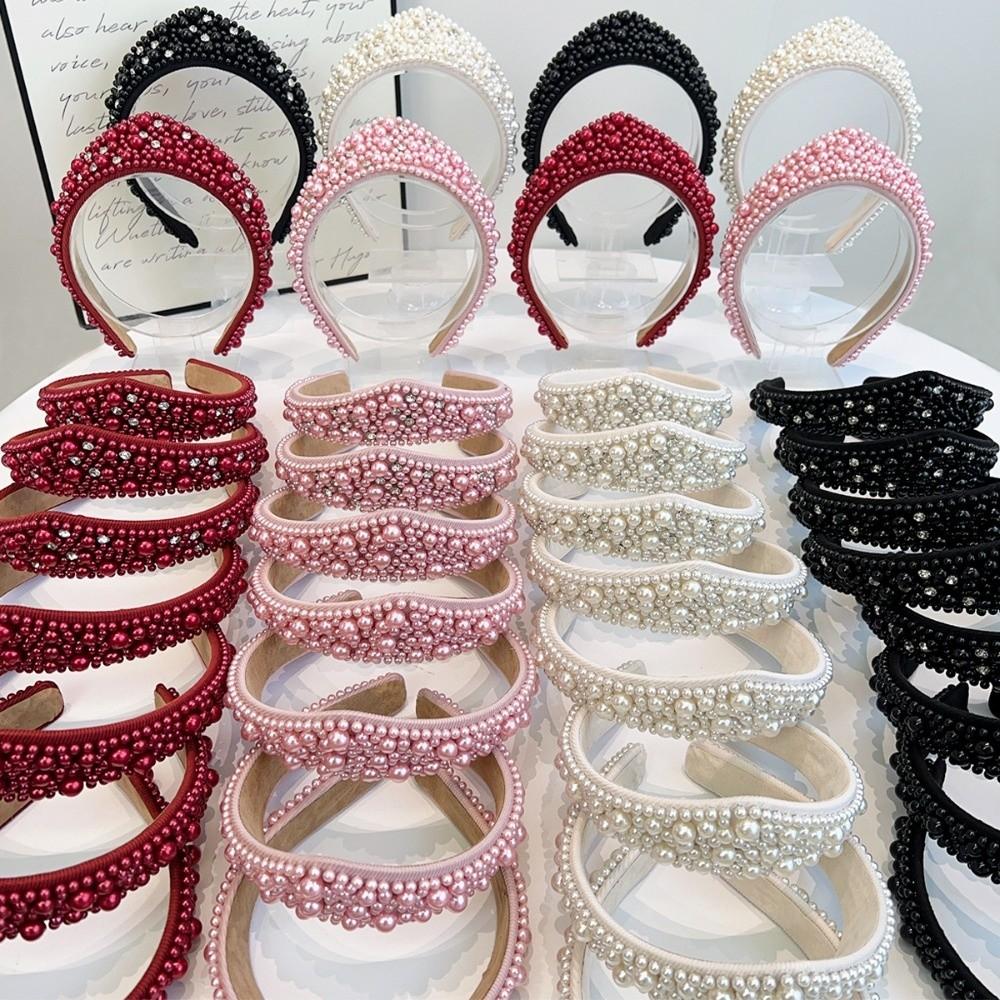 Baroque Fabric Hair Bands Rhinestone Hair Hoop New Pearl Headband Girls