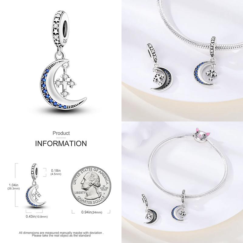 New In Star Moon Sun Series Charm Beads Fit Pandach Original Bracelet Women Copper Pendant Bead Jewelry Gift