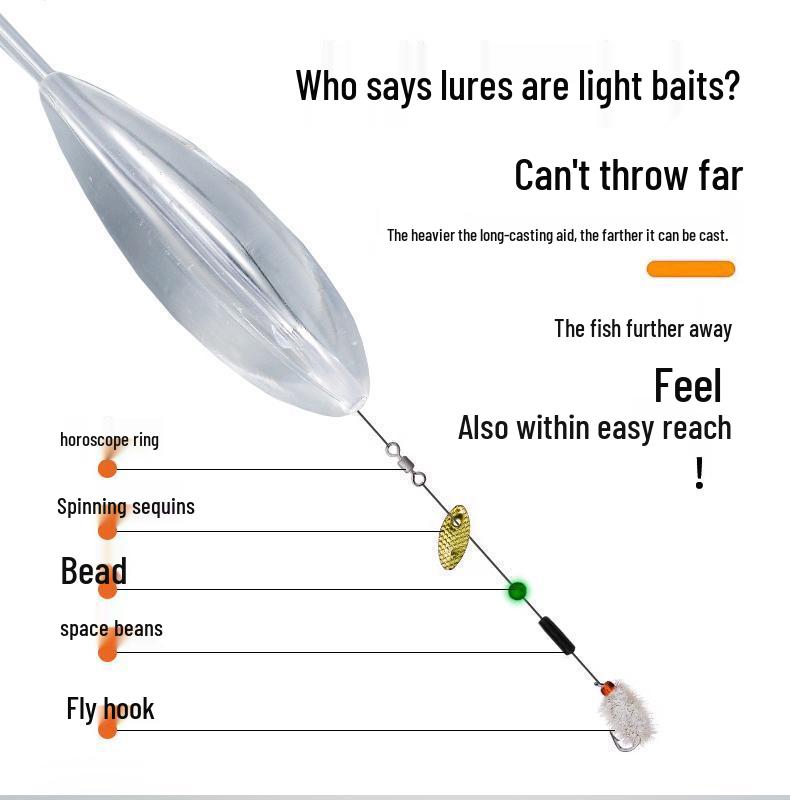 Slow Sinking Floating Lure Casting Aid, 40-50g, Long Cast Fly Fishing Hook, Anti-Tangle Gear