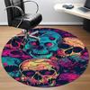 1PC Skull Vibrant Office Round Area Rug, Mat Suitable For Office, Under Office Chairs Bedroom Living Room Home Decor, Room Deco