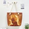 1pcs Stylish Multifunctional Tote Bag Large Capacity Beach Shopping Bag with Creative Print & Rope Durable