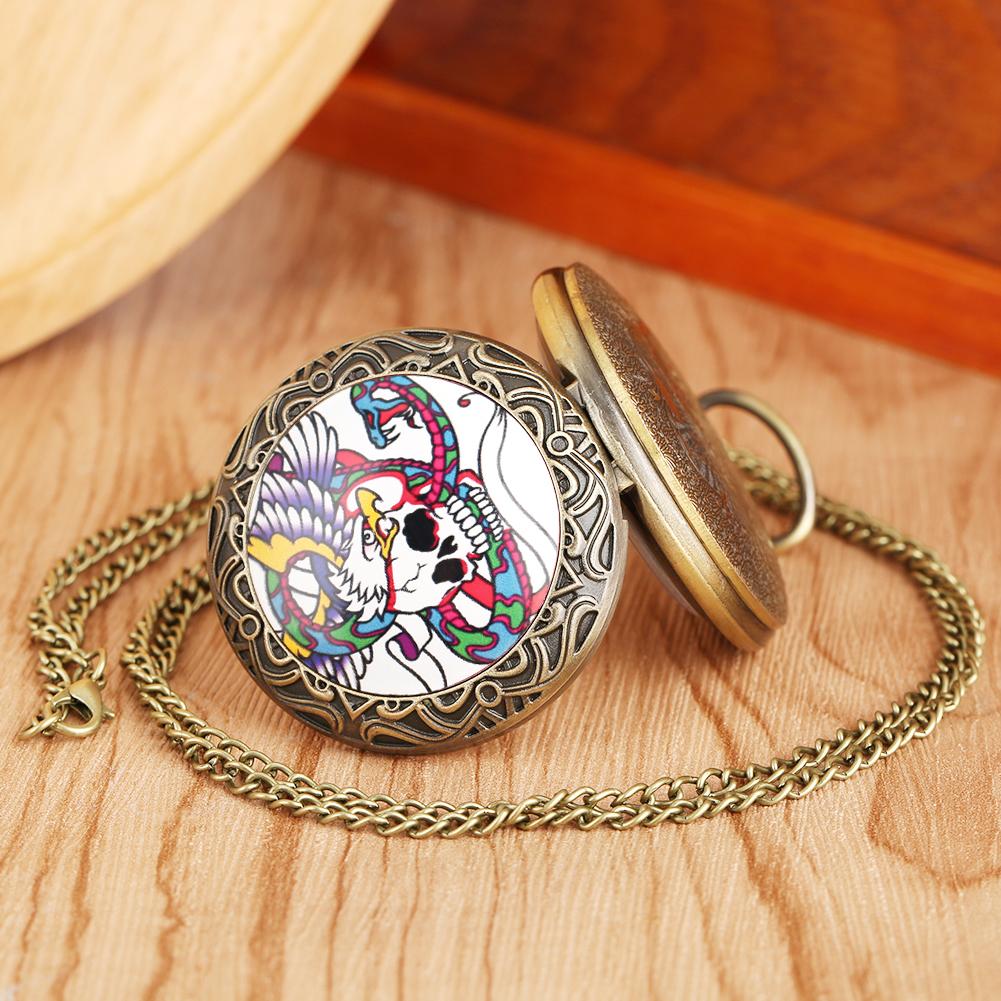 Персонализированные кварцевые карманные часы с черепом — фото 4