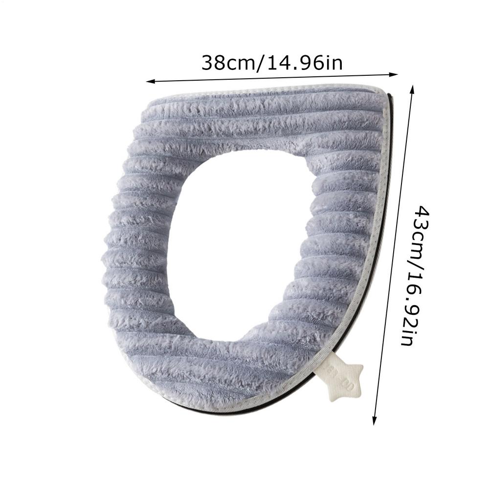 Winter Warm Toilet Seat Cover Mat Portable Bathroom Toilet Pad Cushion with Handle Thickened Soft Washable Warmer Accessories