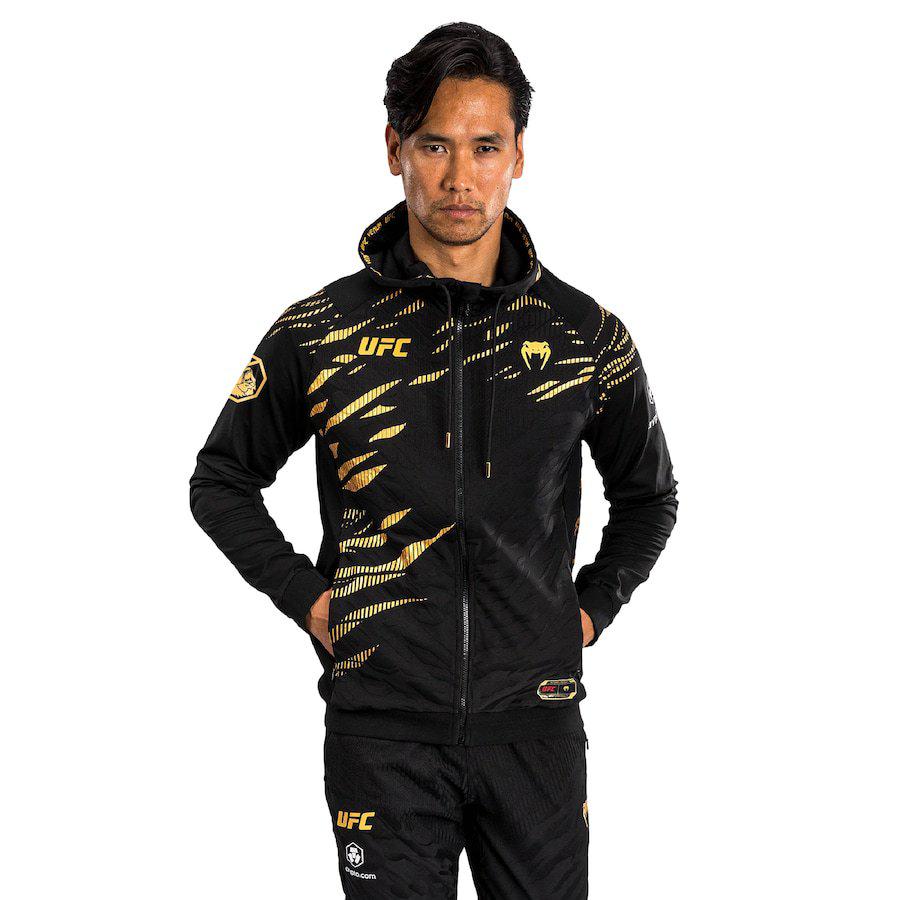 YNC 2025 Boxing Enthusiast Gold Zipper Hoodie - Unisex Casual Autumn Jacket
