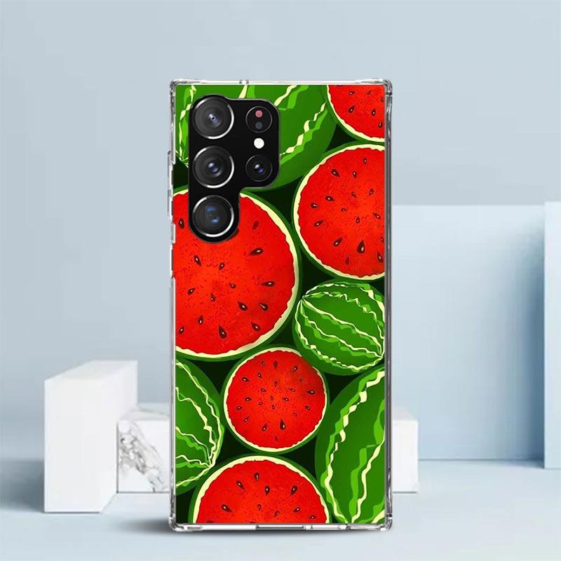 Watermelon Summer Fruit Phone Case For Samsung Galaxy S24 S25 Edge S26 Ultra S22 S23 Plus S21 + S20 FE Soft TPU Back Cover Galax