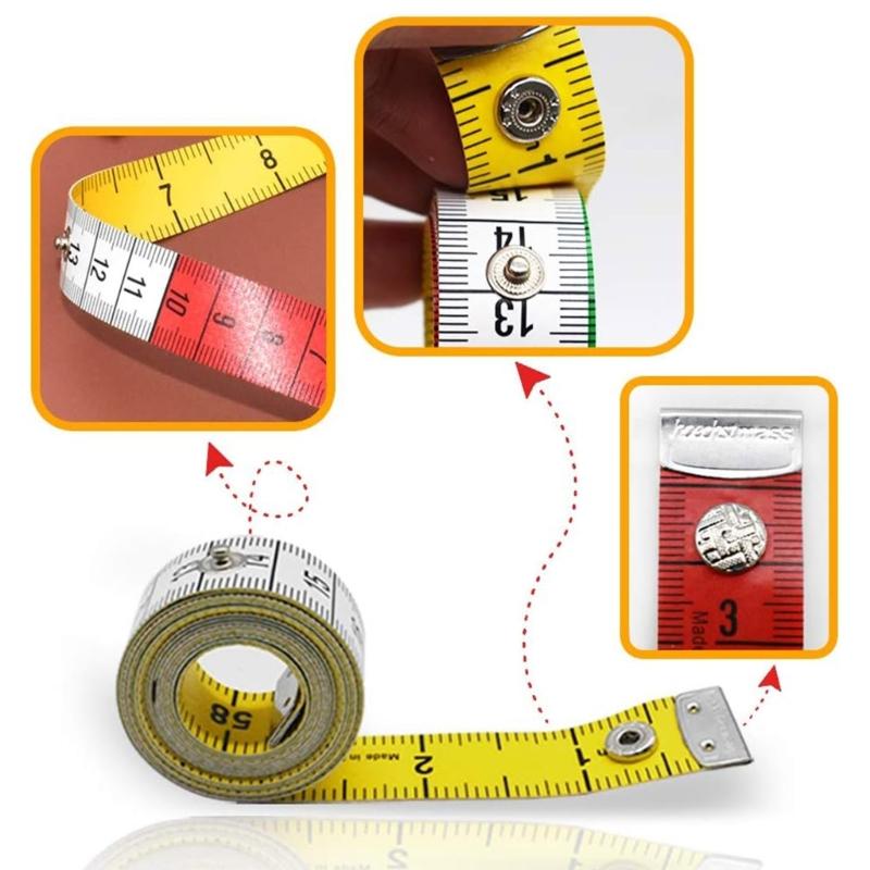 1.5 Meter Tear Resistant Measuring Tape Colorful Snap Markers Soft Tape Measure For Precisions In Tight Space