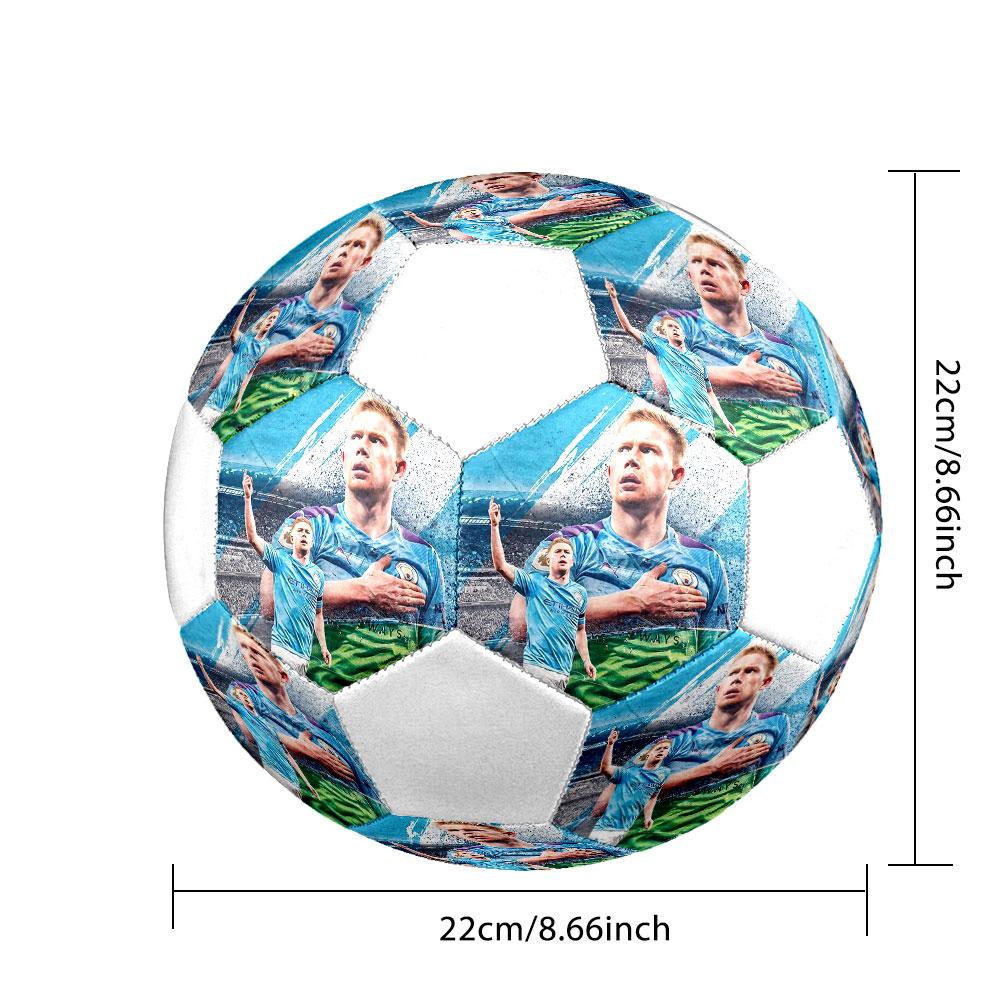 Kevin De Bruyne Size 5 Soccer Ball, Machine-Stitched PVC, Durable & High Bounce, All Ages Fit, fan merchandise, matches & outdoor use.
