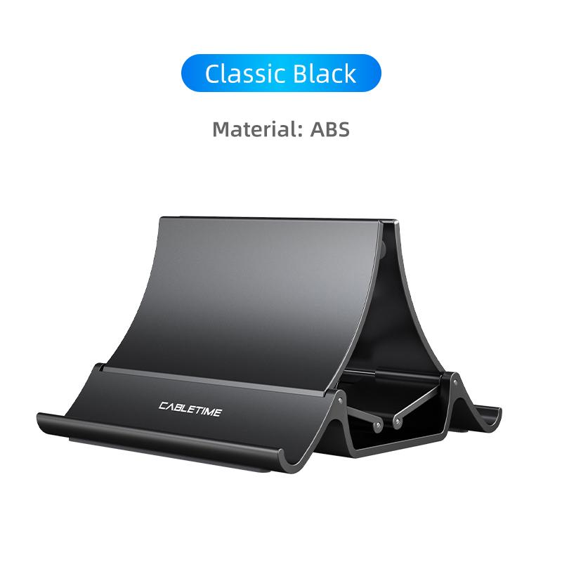 CABLETIME Vertical Laptop Stand Heat Dissipation Non-slip Silicone Gravity Holder for MacBook Surface iPad Tablet Stand C418 Classic Black