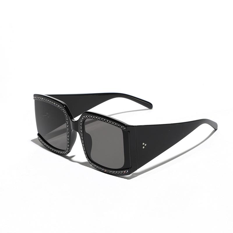 Glasses Oversized Frame Sunglasses Men, Diamond-Encrusted Leopard Print High-End Square Sunglasses Women