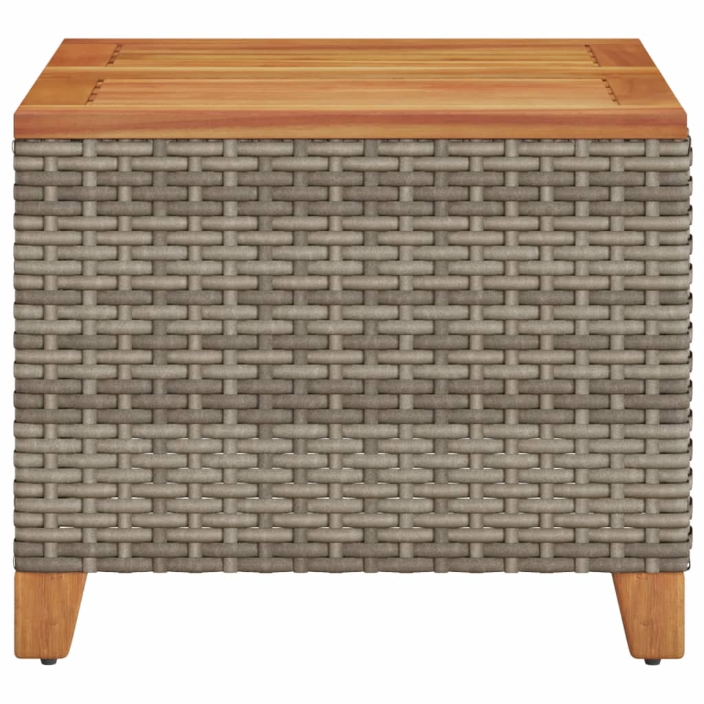 Garden Table Gray 45x45x37 Cm Poly Rattan Acacia Wood