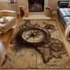 Vintage Map Compass Printing Carpet for Bedroom Living Room Bedside Sofa Floor Mat Modern Home Decor Area Rug Machine Wash