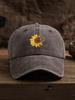 Sunflower Embroidered Denim Baseball Cap For Adults Casual Boho Style
