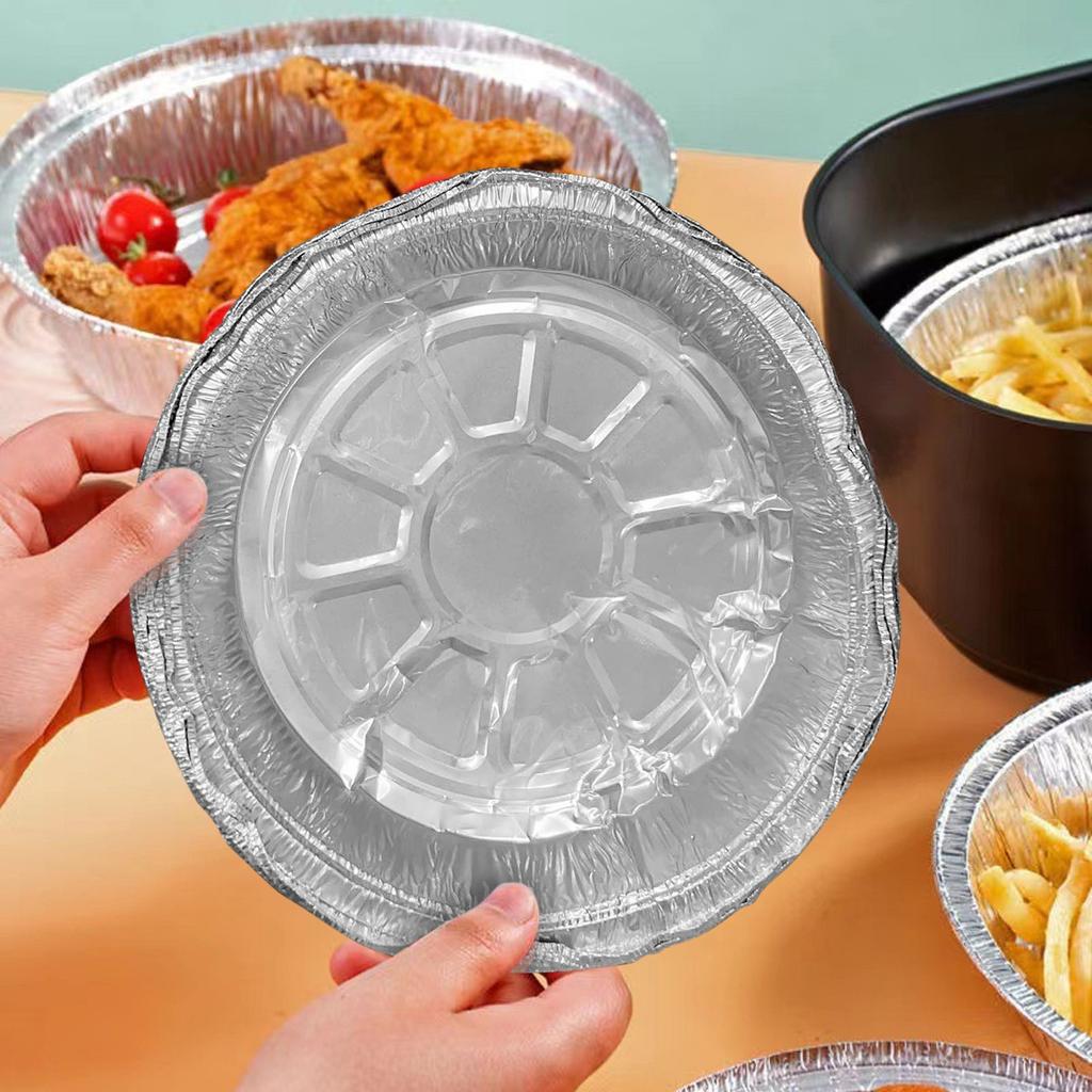 Fryer Tin Foil Tray, Household Circular Tin Paper Box, Baking Tray, Aluminum Foil Box, Tin Foil Bowl