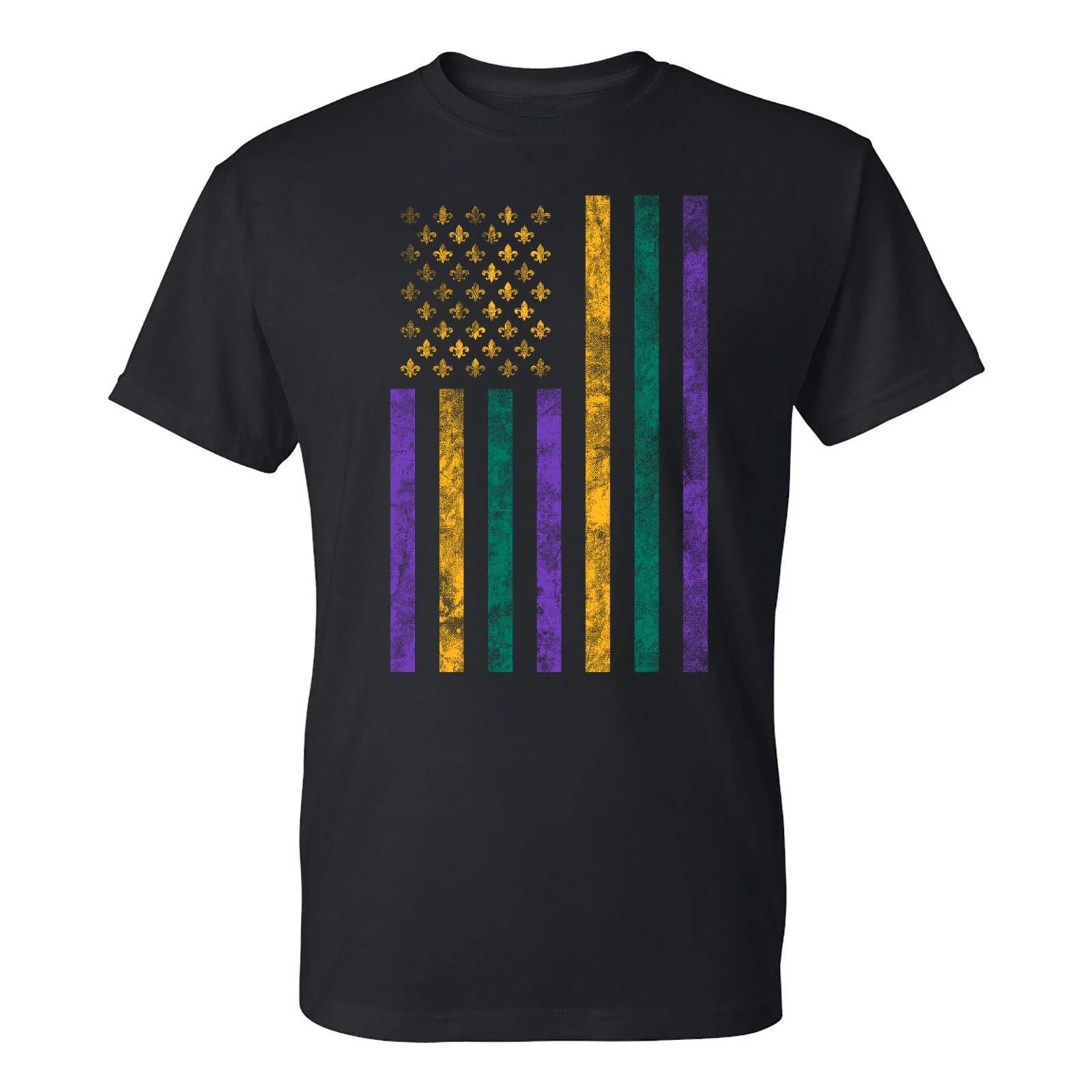 USA Mardi Gras Flag T-Shirt - Black M
