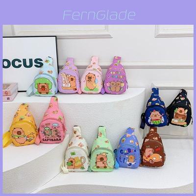 Cartoon Capybara Kids Chest Bag With Polyester Lining For Daily Use